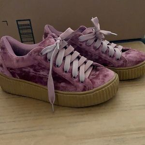 Velvet platform sneakers